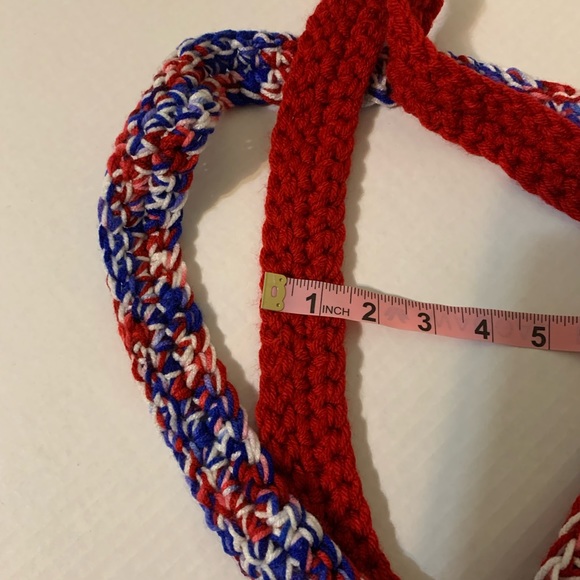 Shoulder Bag Red,White,Blue Mix, Shoulder Bag, handmade, crocheted - Picture 14 of 16